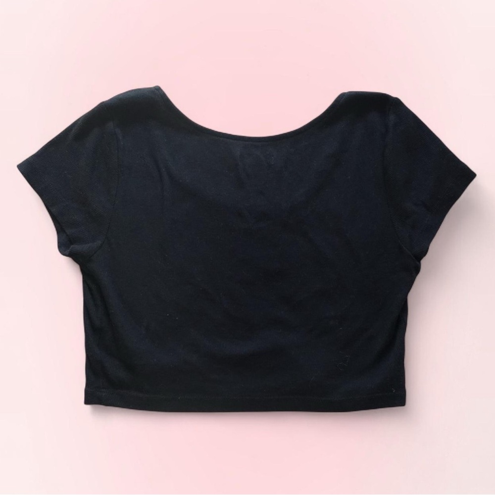 Wild Fable Black Cap Sleeve Fitted Crop Top